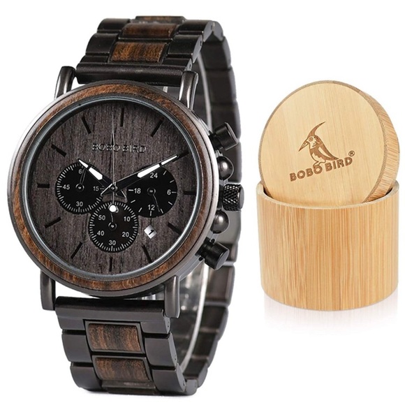 🌱MEN’S 💯 100% DARK WOOD BUSINESS WATCH *NWT*